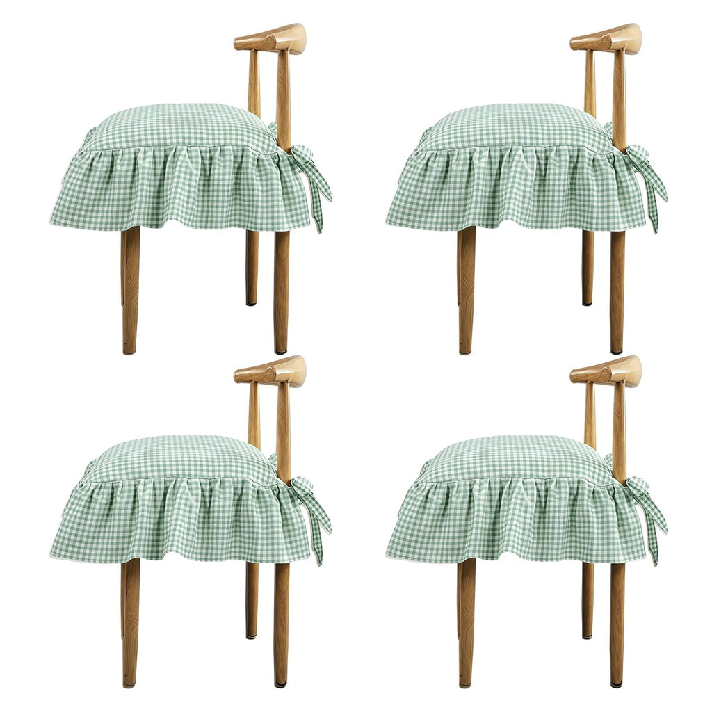 4 Pack Blue Ruffled Chair Cushion Covers 17.5x17.5 in Square