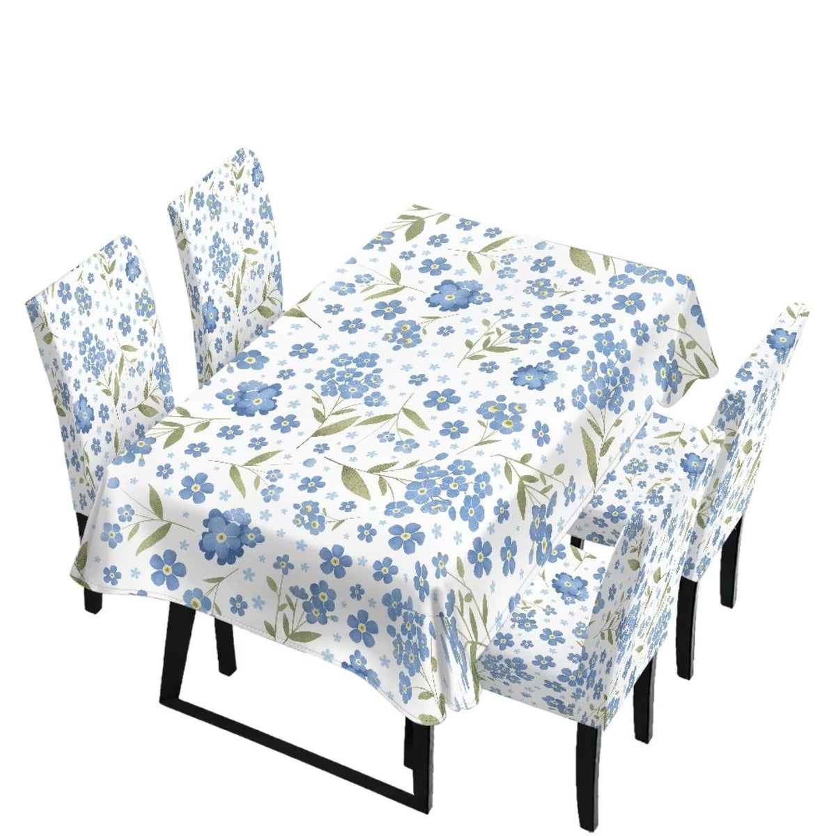 Palm Leaves Rectangular Table Cloth & Dining Chair Covers Set of 5, Stain Resistant Wipeable Chair Protectors for Farmhouse Rustic Home Kitchen Party Decor