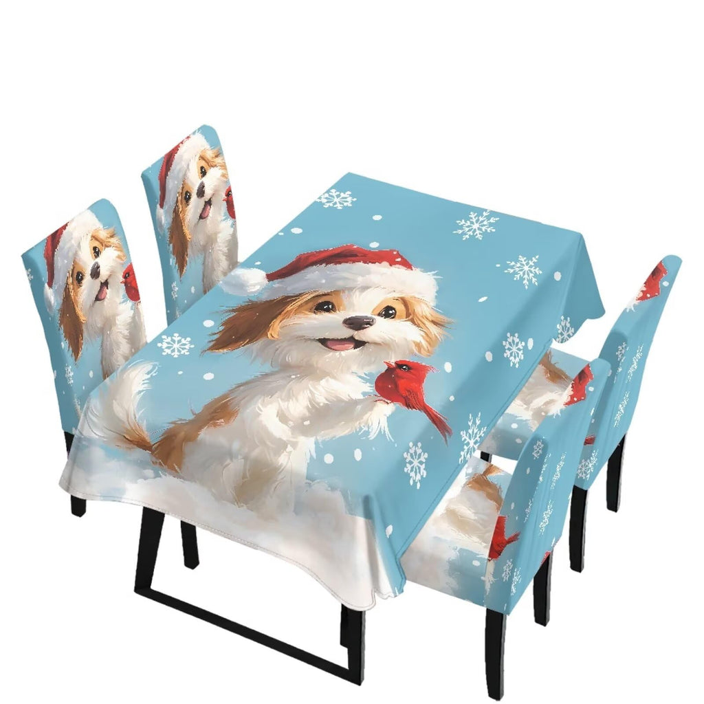 Dining Chair Covers and Dining Table Cloth Christmas Decor
