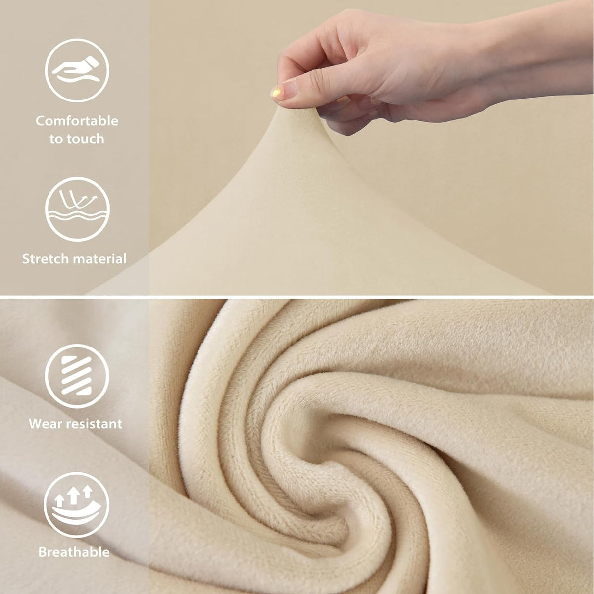 Gollense Curved Back Chair Covers for Dining Room, Mid Century Modern Chair Slipcovers, Semi Circle Back Chair Seat Protector for Kitchen Living Room (4, Beige)