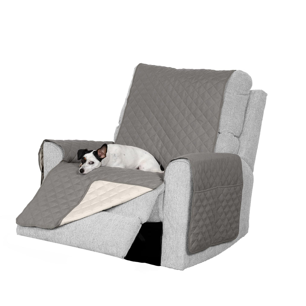 Furhaven Water-Resistant & Reversible Loveseat Cover Protector for Dogs, Cats, & Children - Two-Tone Pinsonic Quilted Living Room Furniture Cover - Gray/Mist, Loveseat