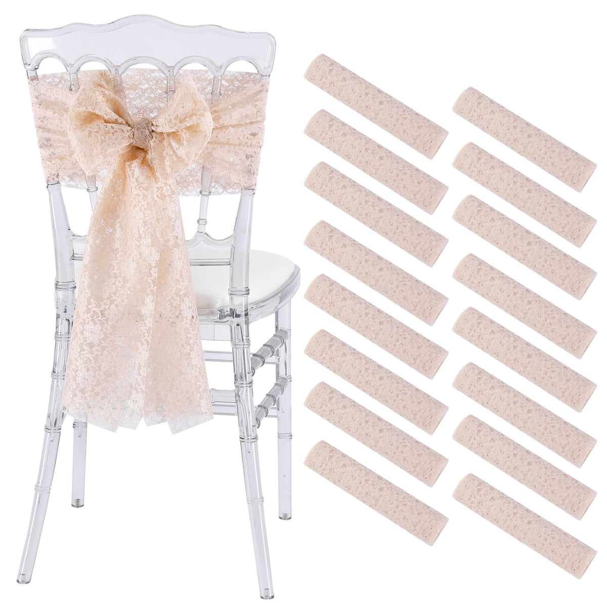 QueenDream White Chair Sashes Wedding Aisle Decorations: 24 Packs 8ft Long Draping Fabric Sheer Church Chair Cover Bulk for Party Banquet