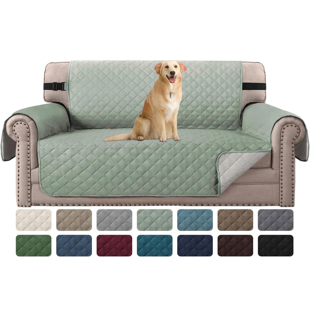 H.VERSAILTEX Reversible Couch Cover for 2 Cushion Couch Water Resistant Loveseat Washable Furniture Cover with Non-Slip Elastic Strap for Dogs, Pets, Kids(Oversized Loveseat, Charcoal Grey)