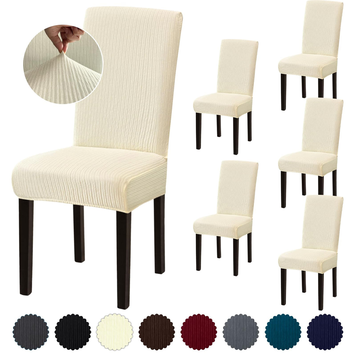 Stretch Dining Room Chair Covers Set of 6, Removable Washable Chair Covers for Dining Chairs,Dining Room, Hotel, Ceremony