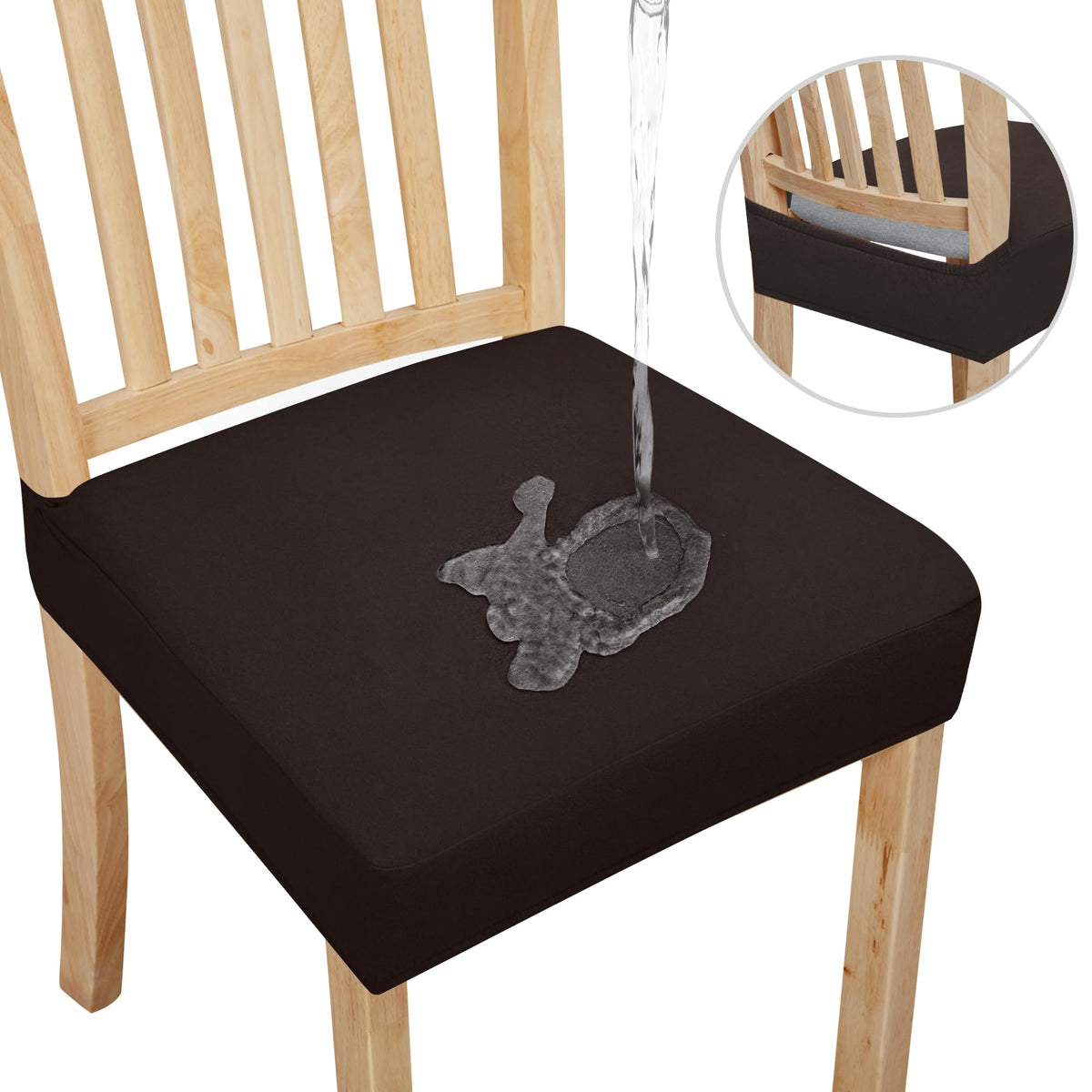 Easy-Going Waterproof Seat Covers for Dining Chairs Set of 4, Ivory