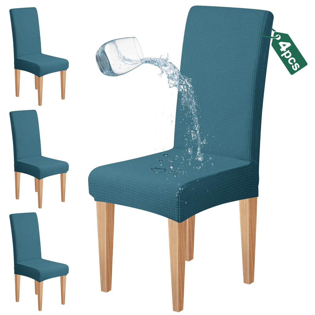 Dioxide Waterproof Chair Covers for Dining Chairs, Stretch Dining Chair Covers Set of 6, Parson Chair Slipcovers, Washable Kitchen Chairs Seat Covers Protectors for Home Restaurant Banquet - Beige