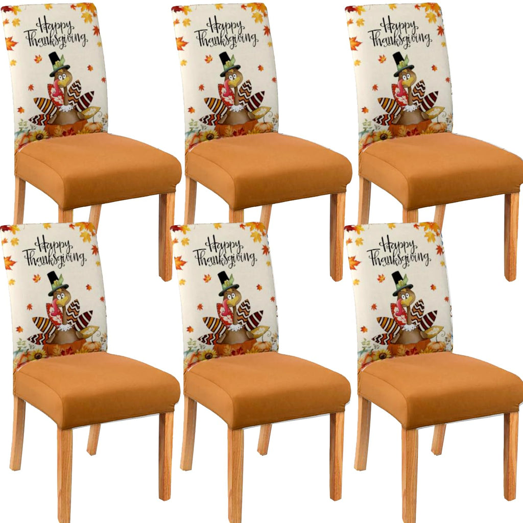 Halloween Chair Covers Set of 4, Fall Pumpkin Black/White Buffalo Plaid Chairs Slipcover for Dining Room, Removable Washable Breathable Cover in the Kitchen Restaurant Holiday Decor