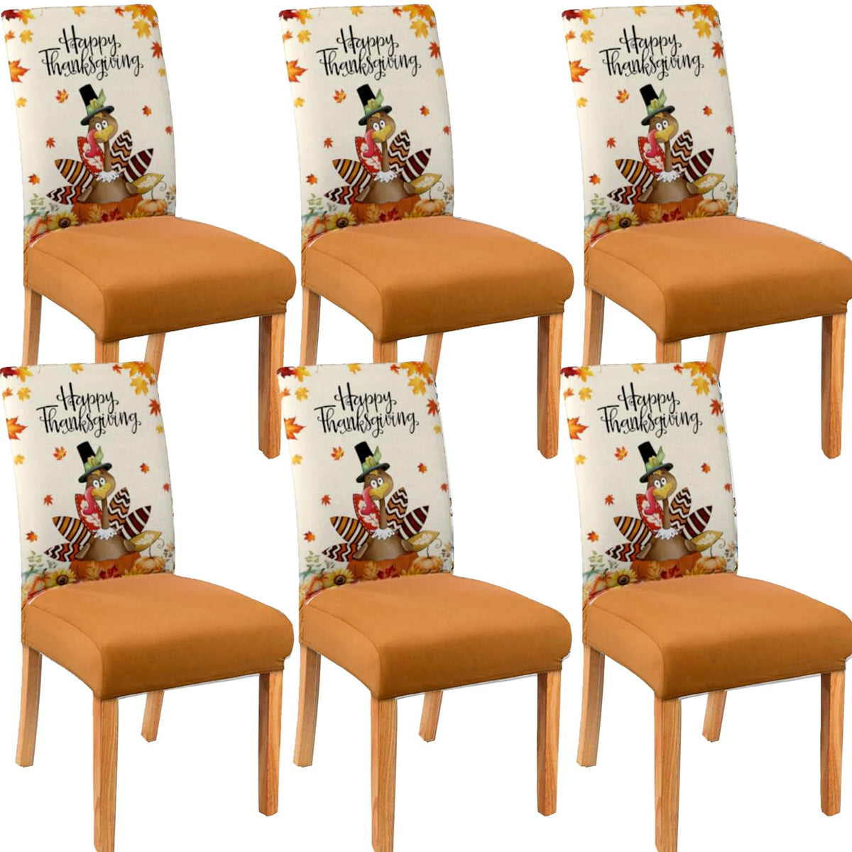 Halloween Chair Covers Set of 4, Fall Pumpkin Black/White Buffalo Plaid Chairs Slipcover for Dining Room, Removable Washable Breathable Cover in the Kitchen Restaurant Holiday Decor