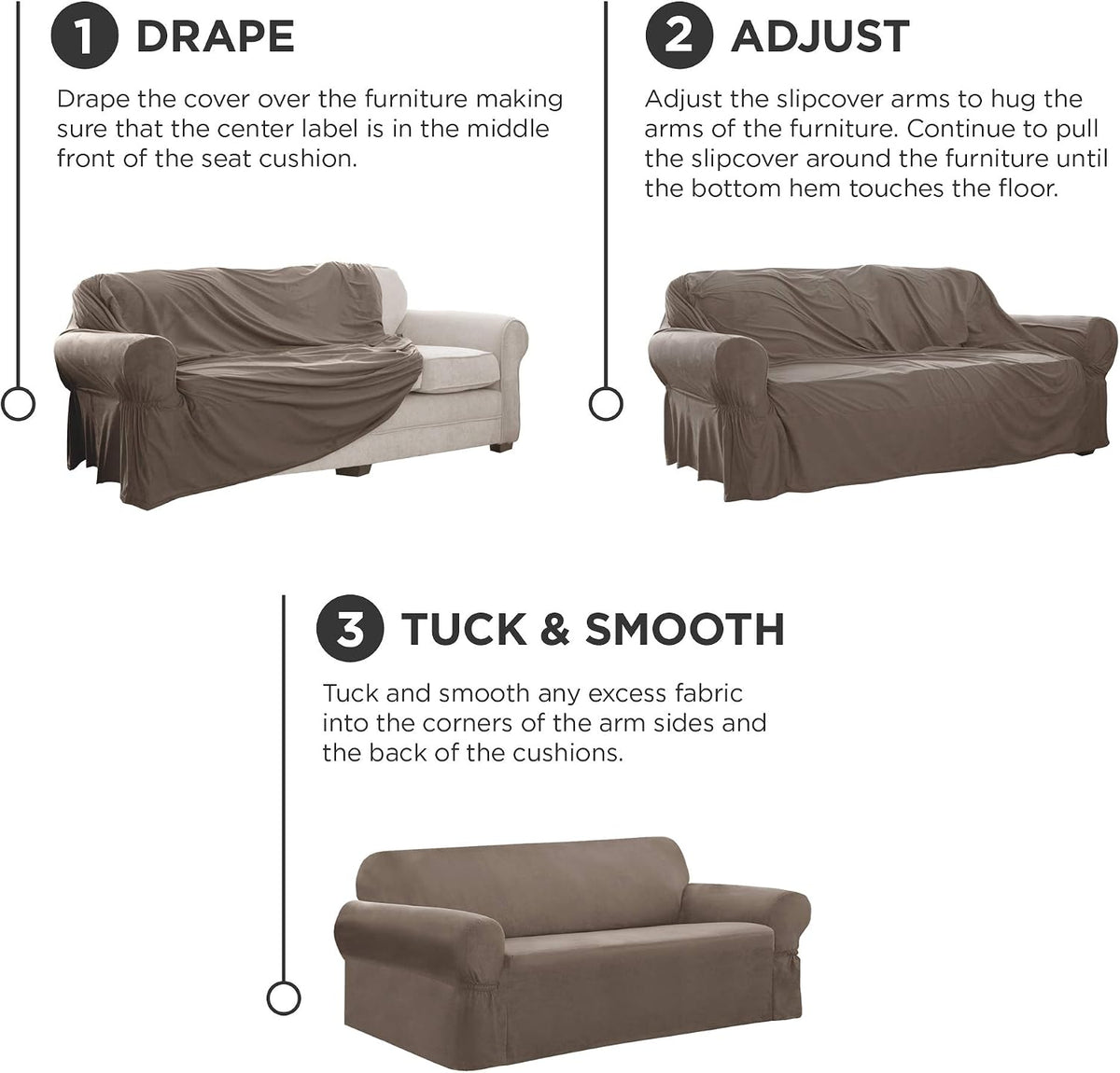 Zenna Home, Chocolate/Brown Furniture Cover: Stretch Plush 1-Piece Loveseat Slipcover (EFCLSTCH)