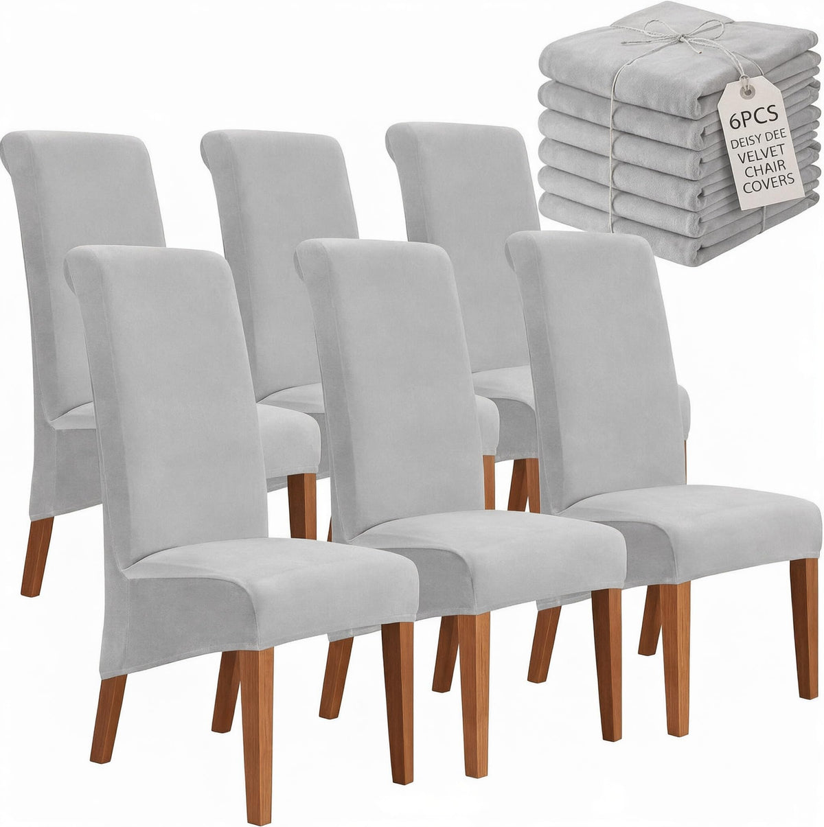 Velvet Dining Chair Covers Set of 2, Extra Large XL Oversized Stretch Parsons Chair Slipcovers for High Back Dining Room Kitchen, Non-Slip Removable Washable Chair Protectors,Khaki