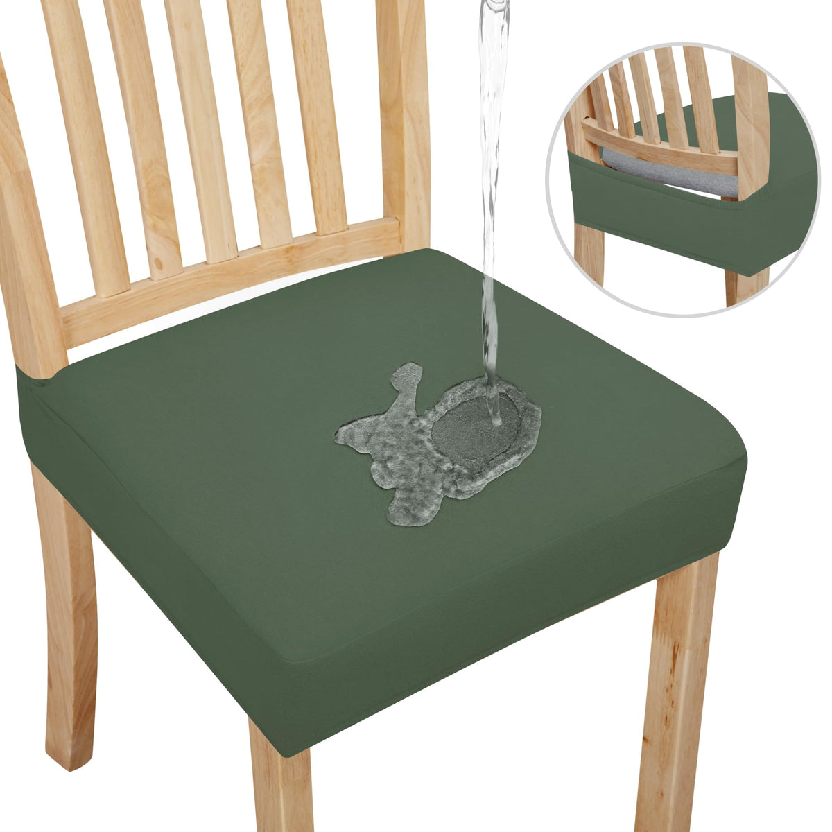 Easy-Going Waterproof Seat Covers for Dining Chairs Set of 4, Ivory