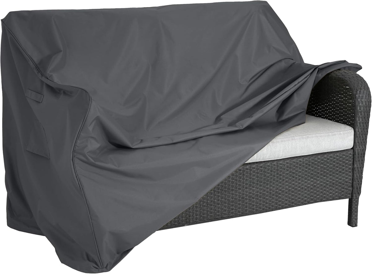 Christopher Knight Home Wynton Water-Resistant Patio 2-Seater Sofa Cover, Outdoor Loveseat Cover with All Weather Protection, Patio Furniture Sofa Covers with Adjustable Strap, Dark Gray