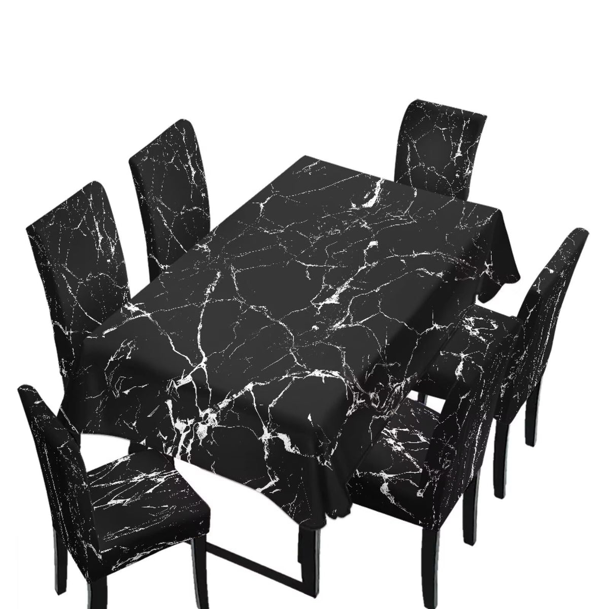 Palm Leaves Rectangular Table Cloth & Dining Chair Covers Set of 5, Stain Resistant Wipeable Chair Protectors for Farmhouse Rustic Home Kitchen Party Decor