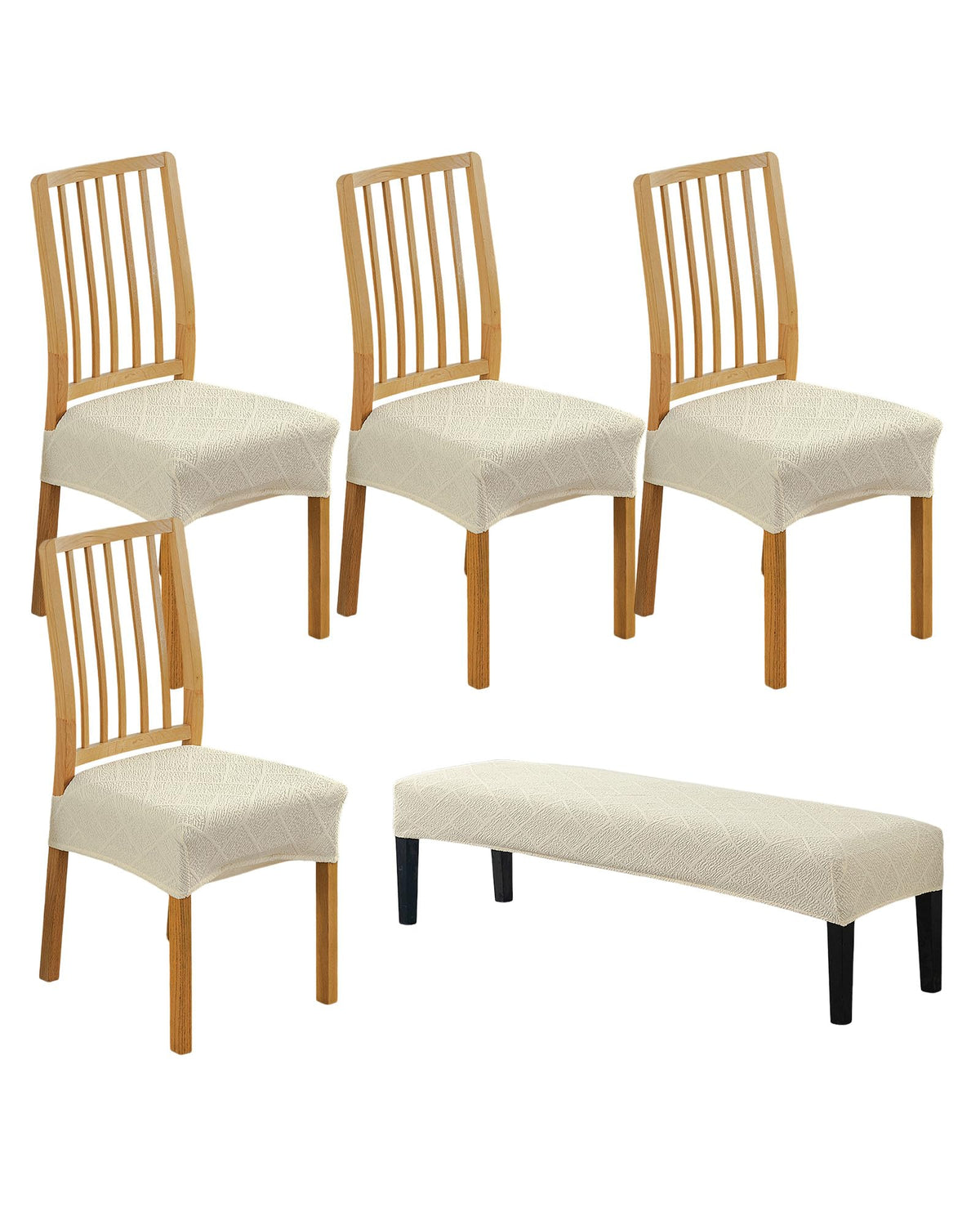 CRFATOP Dining Chair Seat Covers Set of 4 with Stretch Bench Slipcover,04