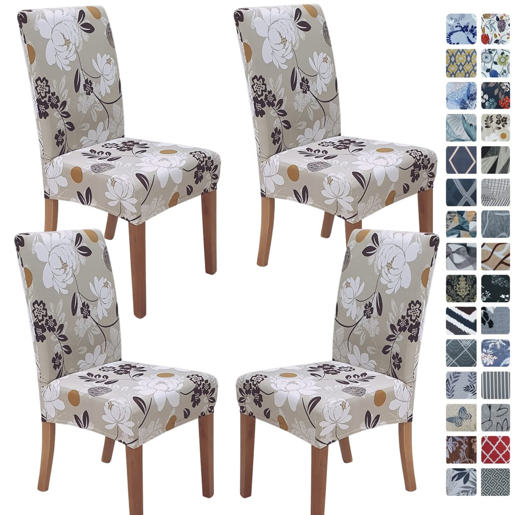 SPRINGRICO Chair Covers for Dining Room Set of 4, Stretch Dining Chair Cover, Washable Spandex Kitchen Parsons Chair Slipcovers, Removable Seat Protector for Home or Party (4 Pack, Lotus Gray)