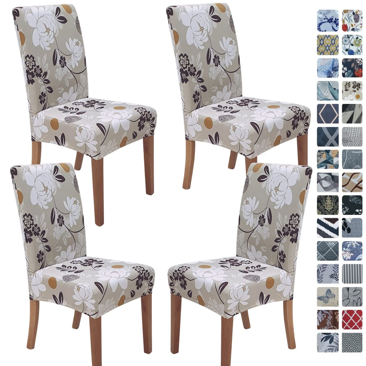 SPRINGRICO Chair Covers for Dining Room Set of 4, Stretch Dining Chair Cover, Washable Spandex Kitchen Parsons Chair Slipcovers, Removable Seat Protector for Home or Party (4 Pack, Lotus Gray)