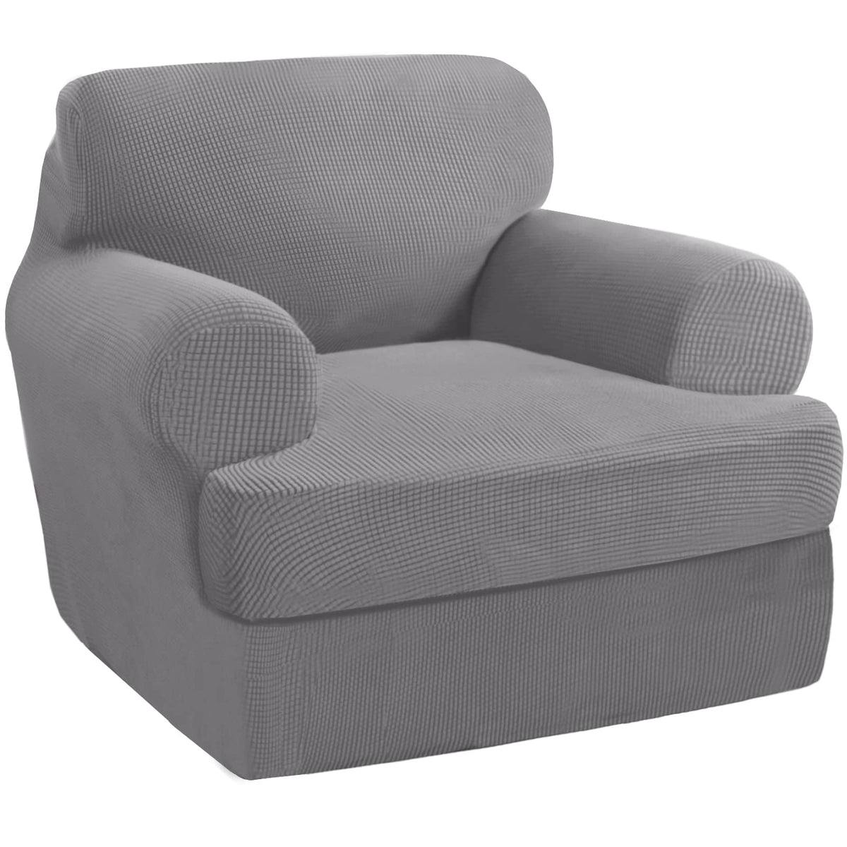 PrinceDeco T Cushion Loveseat Slipcover - 3 Pieces Sofa Cover for 2 Cushion Couch with 2 Individual T Shape Seat Covers Width Up to 76 Inch - Stretch, Machine Washable, Porcelain