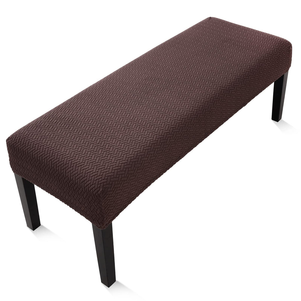Fuloon Stretch Jacquard Dining Bench Cover - Anti-Dust Removable Bench Slipcover Washable Seat Cushion Protector for Bedroom, Kitchen, Hotel, Banquet (Beige)
