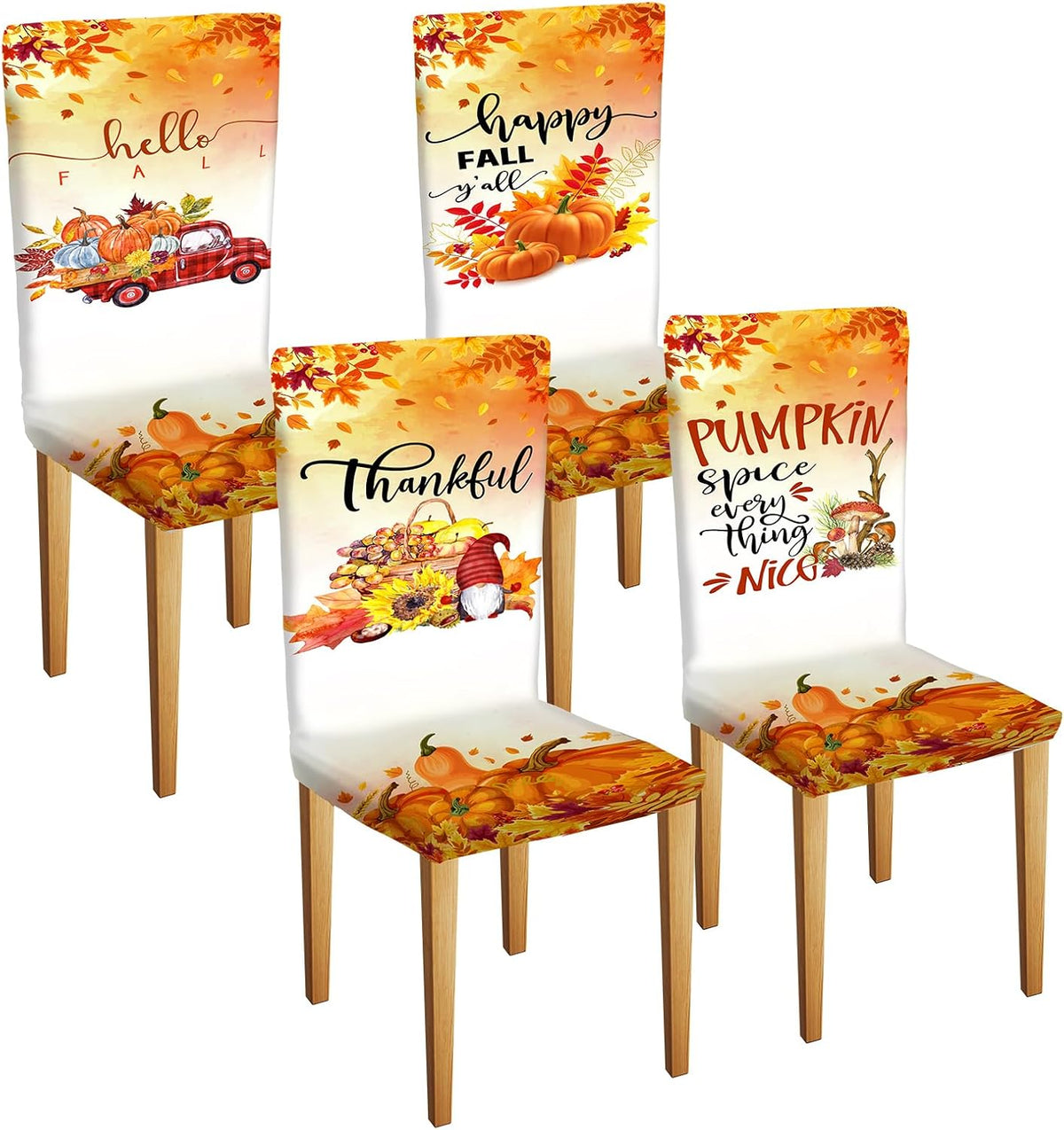 4 Pcs Thanksgiving Maple Chair Covers Fall Vintage Dining Chair Covers
