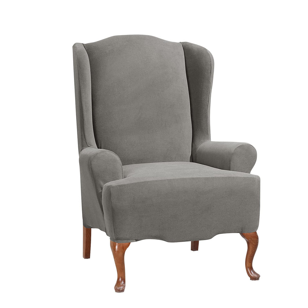 SureFit Form Fit Stretch Morgan Loveseat Slipcover - One Piece Polyester/Spandex Elastic Slipcover, Machine Washable (Loveseat Box Cushion, Ivory Color)
