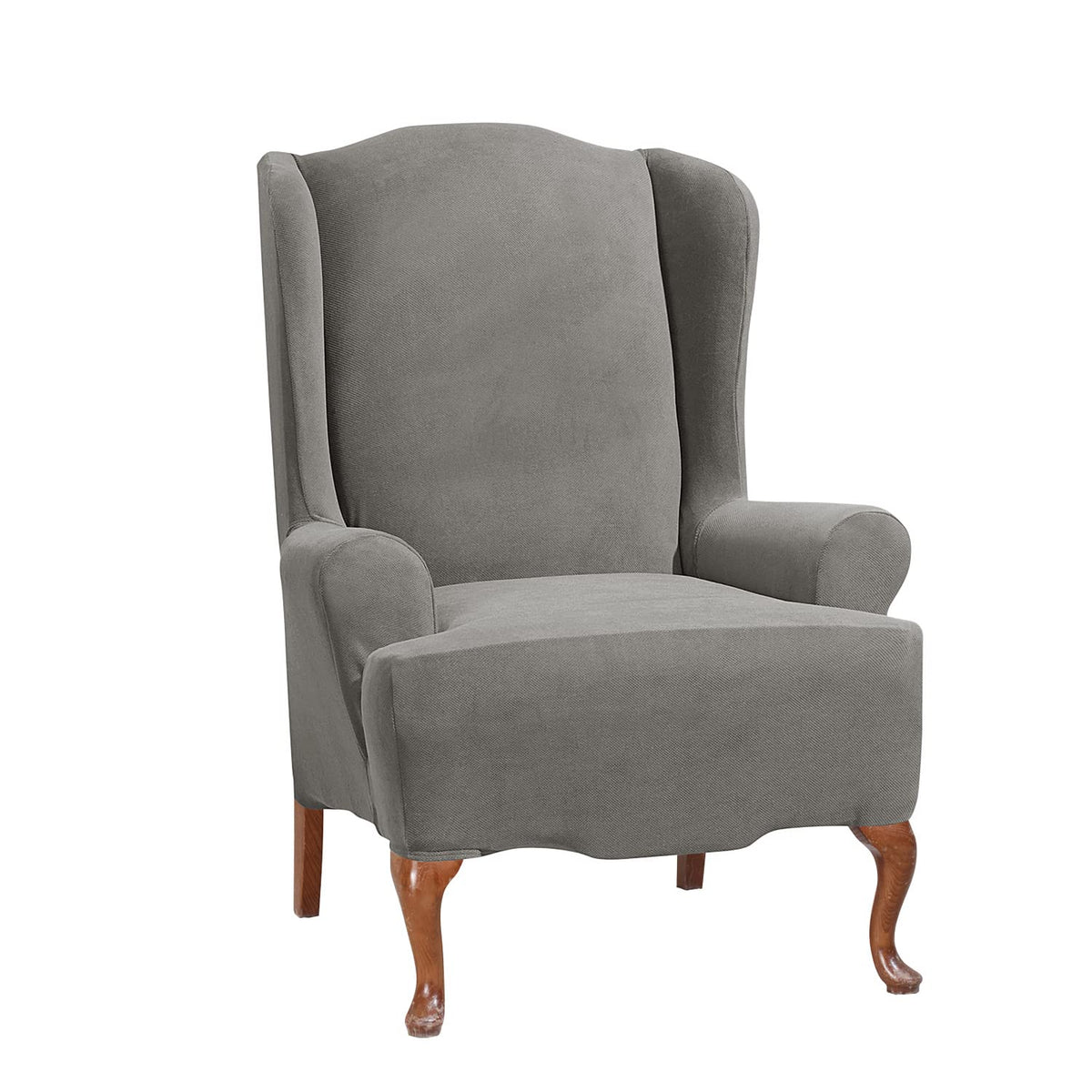 SureFit Form Fit Stretch Morgan Loveseat Slipcover - One Piece Polyester/Spandex Elastic Slipcover, Machine Washable (Loveseat Box Cushion, Ivory Color)