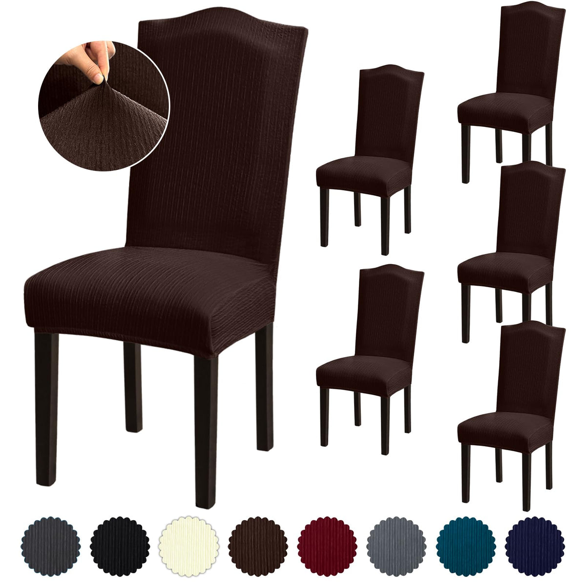 Stretch Dining Room Chair Covers Set of 6, Removable Washable Chair Covers for Dining Chairs,Dining Room, Hotel, Ceremony