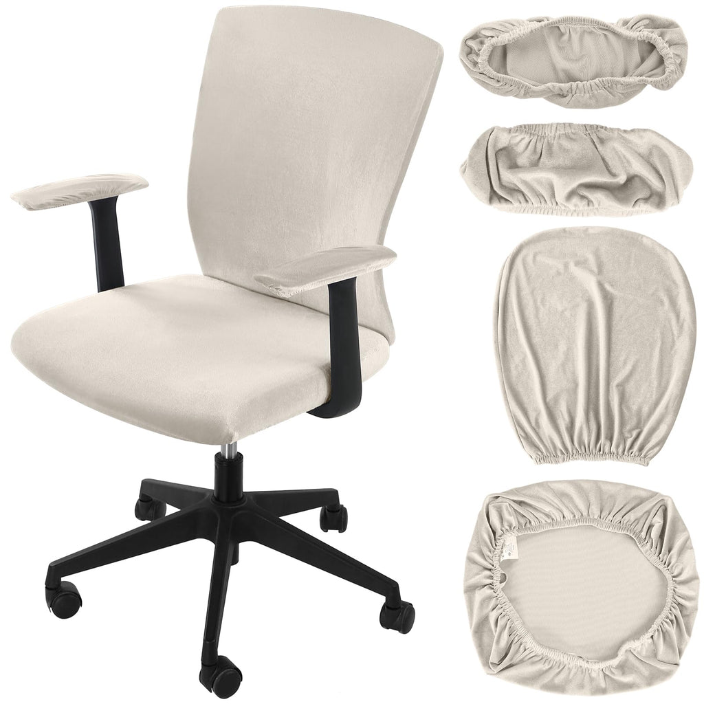 Tallew 4 Pcs Office Chair Covers Set with Armrest, Stretchable,Light Pink