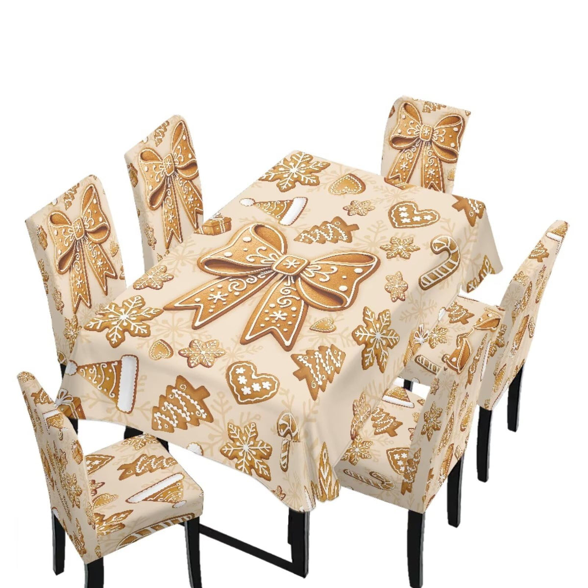 5 Pack Dining Table Cloth Rectangle 4 Seater Includes Kitchen Chair Covers, Stretch Seat Covers for Dining Chairs Anti-dust Washable Table Protector, Tribe Aztec Geometry Print