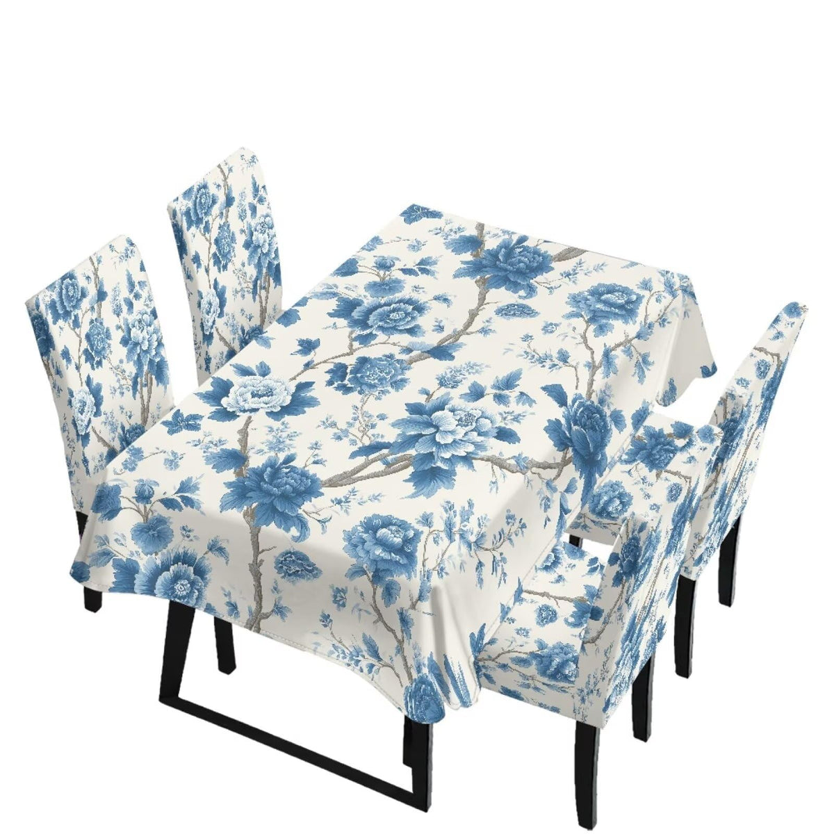5 Pcs Table Cover Chair Covers Set Coloful Floral Dustproof Kitchen Seat Covers Set of 4 with Table Cover for Home Decor Soft Furniture Protector for Wedding Party Banquet