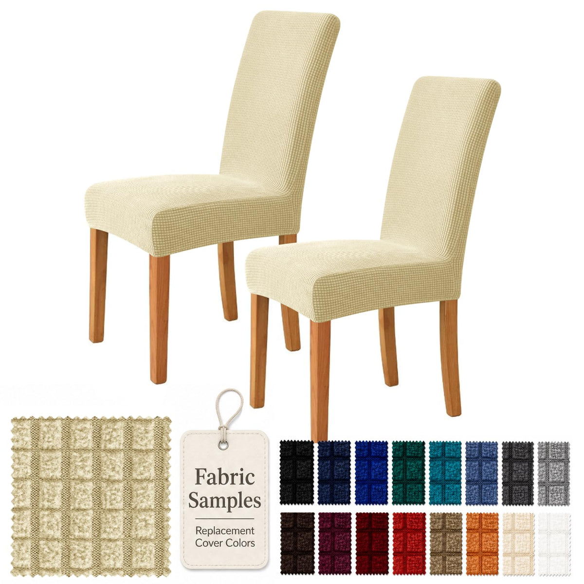 YEMYHOM 2 Packs Latest Checkered Dining Chair Slipcover Parsons Chair Furniture Protector Stretch Chair Covers for Dining Room, Restaurant, Kitchen, Party (Light Gray)