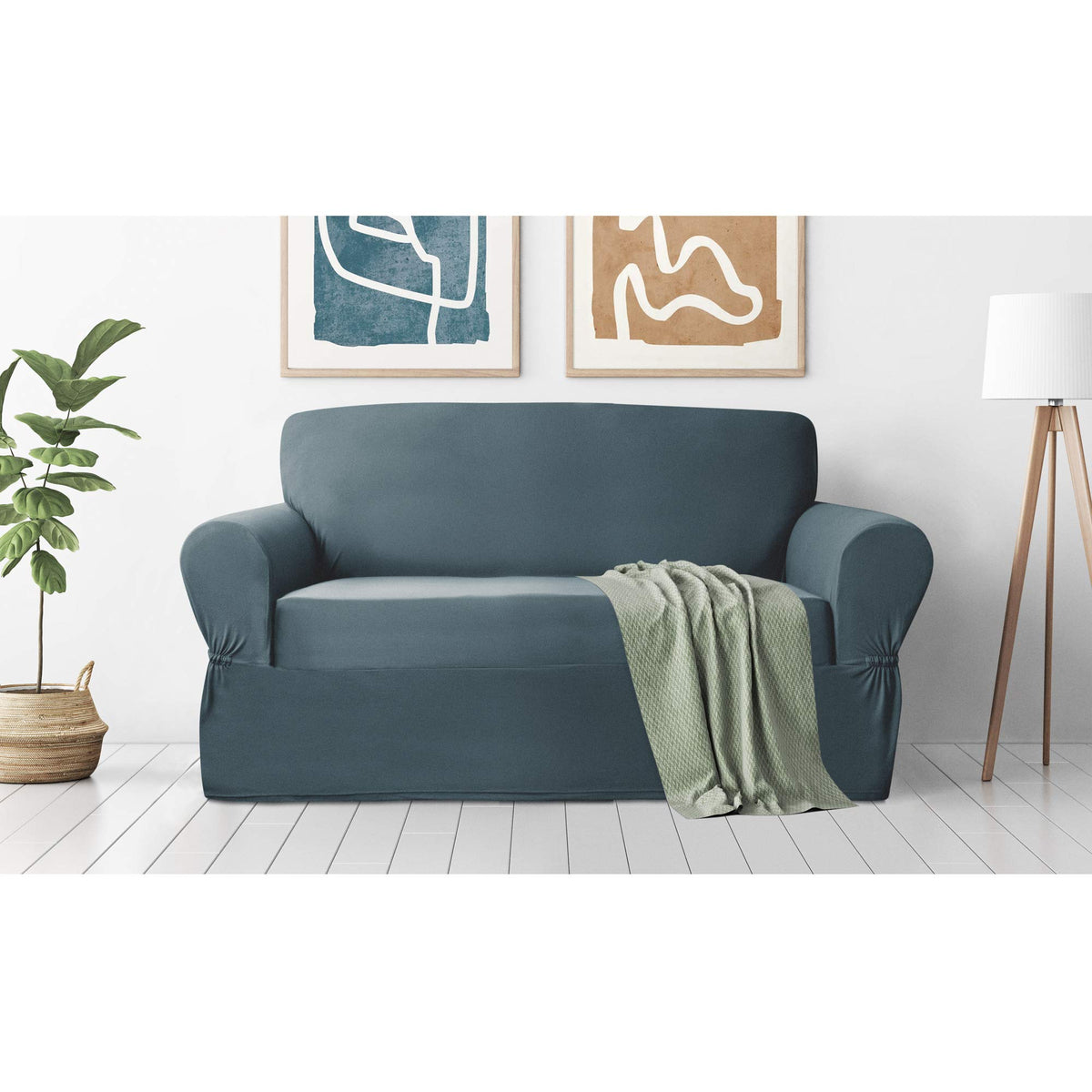 Zenna Home, Chocolate/Brown Furniture Cover: Stretch Plush 1-Piece Loveseat Slipcover (EFCLSTCH)