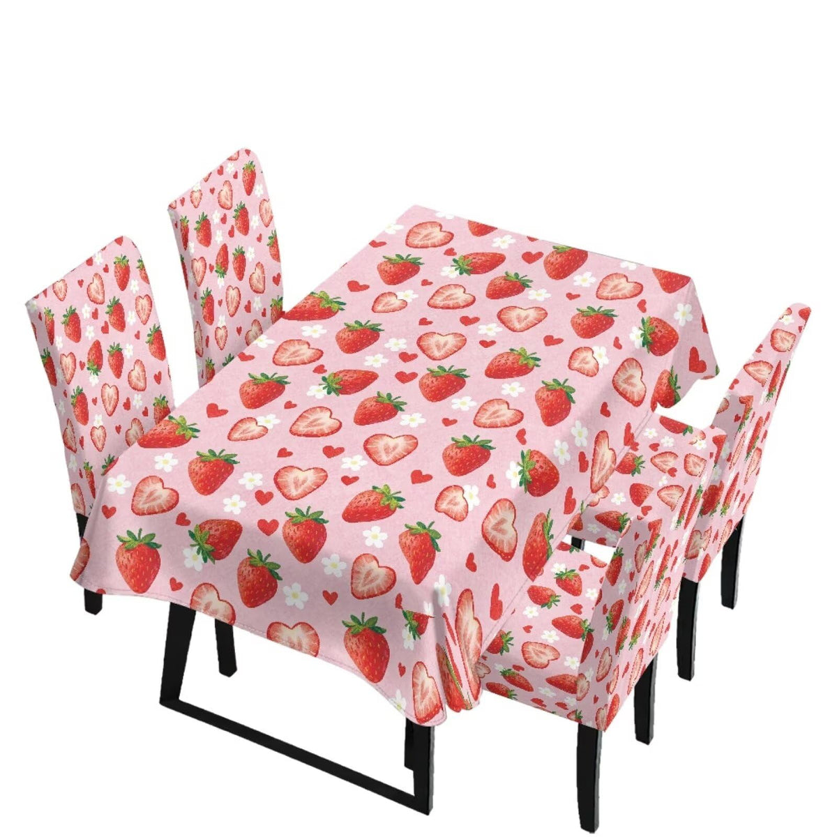 GLENLCWE Monstera Leaf Universal Dining Table Cover with Chairs Dining Table Cover with Chair Covers 7 Pcs, Dust Proof Green Kitchen Party Stretch Elastic Bottom Slipcovers