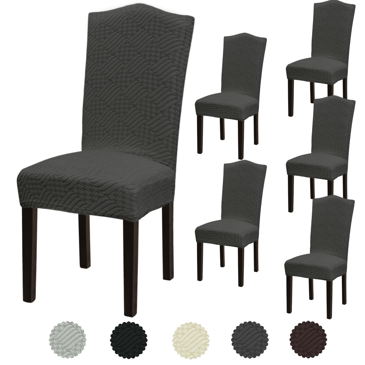 Stretch Dining Room Chair Covers Set of 6, Removable Washable Chair Covers for Dining Chairs,Dining Room, Hotel, Ceremony