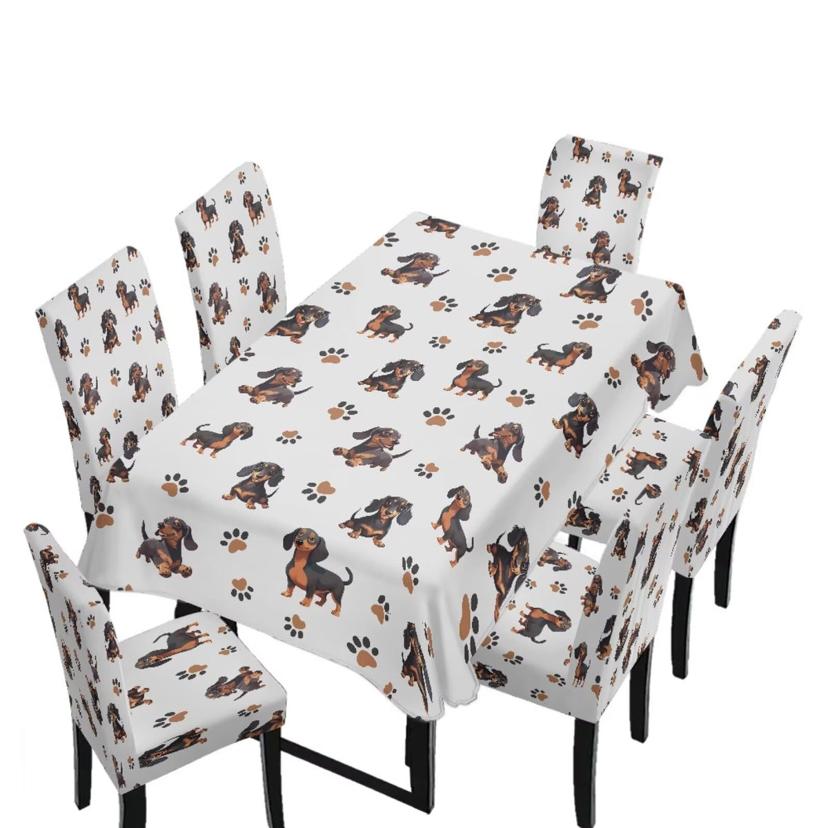 Table Cloth and Dining Chair Covers Set of 5, Kitchen Chair Slipcovers Rectangle Table Cover, Removable Anti-dust Tablecloths Stain Resistant Soft Hotel Decor, Retro Geometry Flower