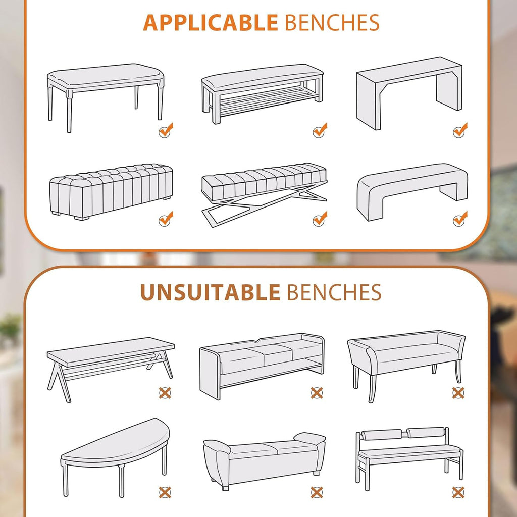 NICEEC Spandex Dining Bench Cushion Cover Bench Covers Stretch with Skirt