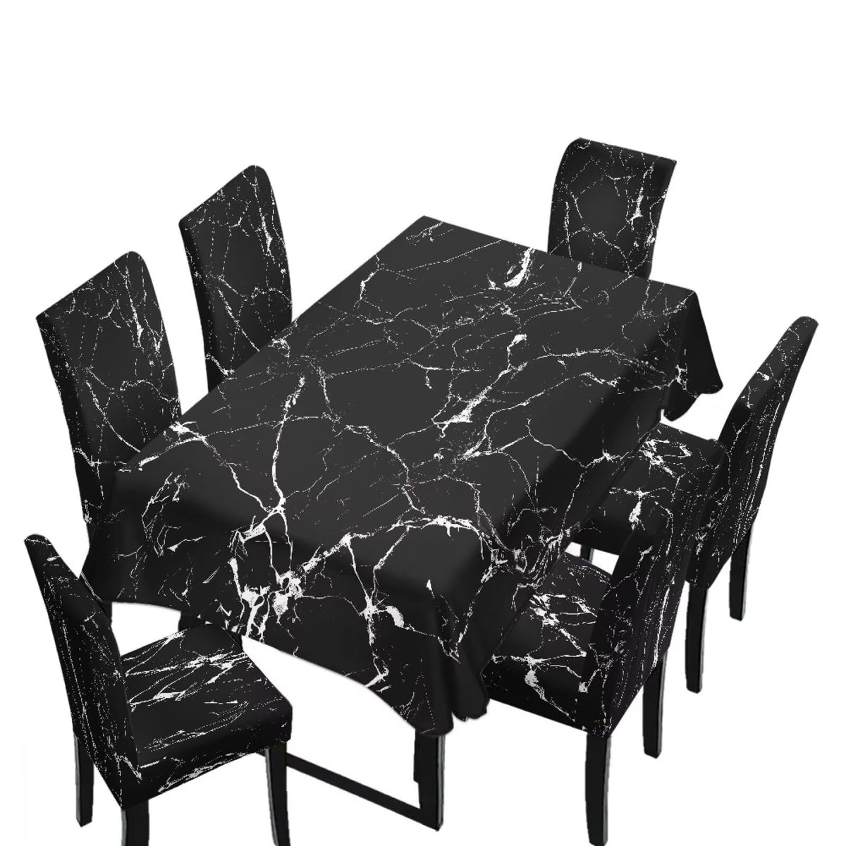 Light Grey 7 Pcs Tablecloth and Chair Covers Set Removable Chair Covers Set of 6 with Table Cover for Dining Room Washable Furniture Protector for Family Gathering Potluck