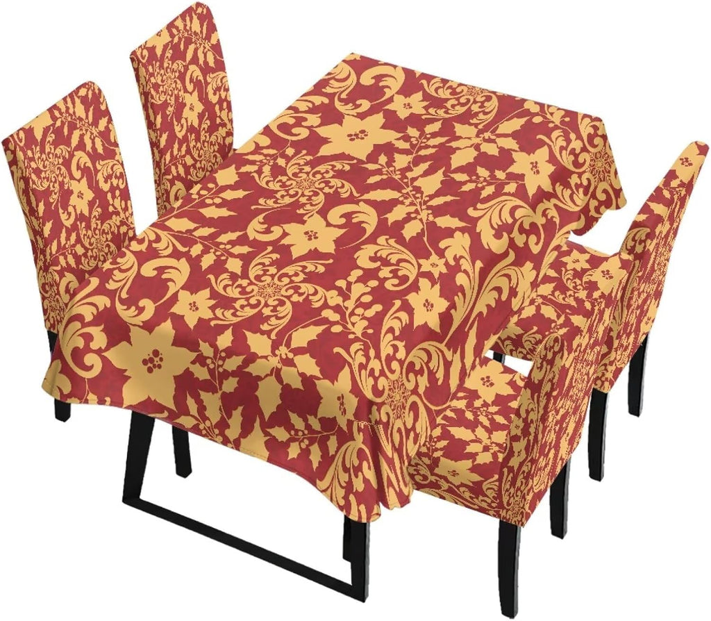 Poinsettia Dining Table & Chair Cover Set for Christmas, Stretch