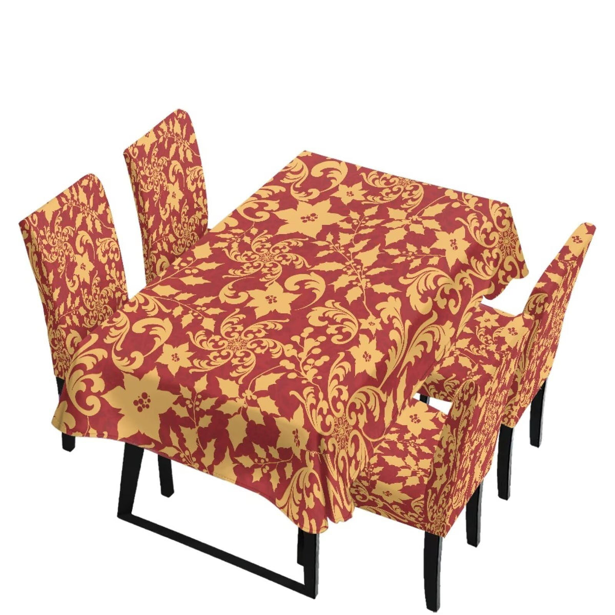 Poinsettia Dining Table & Chair Cover Set for Christmas, Stretch