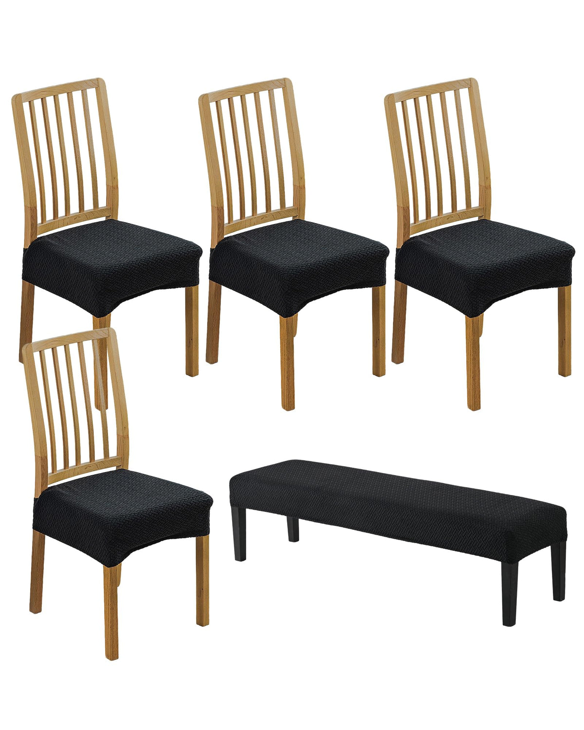 CRFATOP Dining Chair Seat Covers Set of 4 with Stretch Bench Slipcover,04