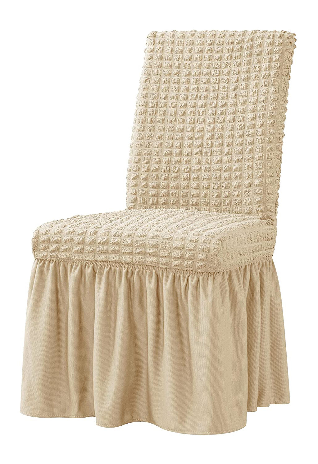 Dorm Chair Cover, Dining Chair Slipcover Stretch Washable with Skirt White