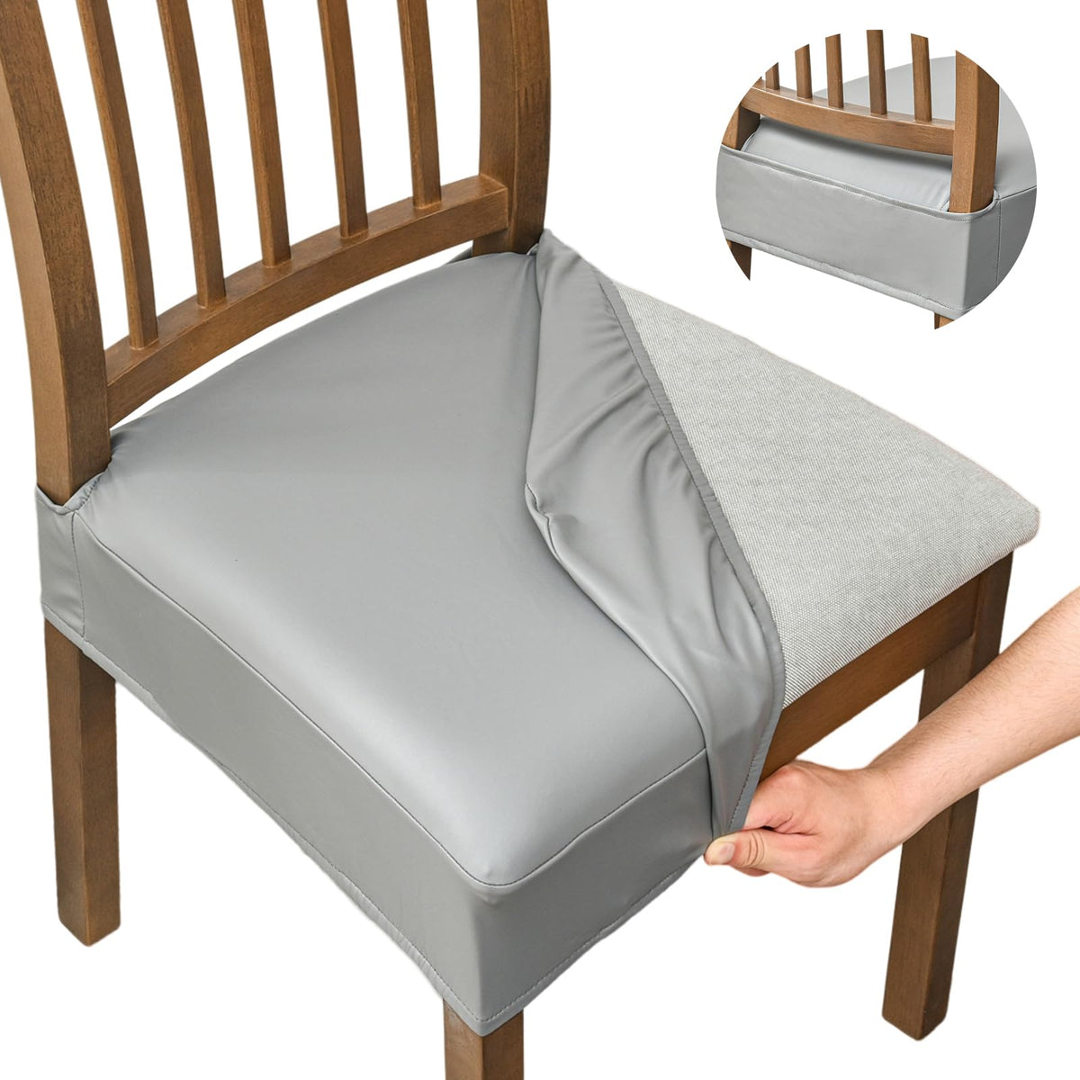 NILUOH Waterproof Seat Covers for Dining Room Chairs, 4 Pack Coffee