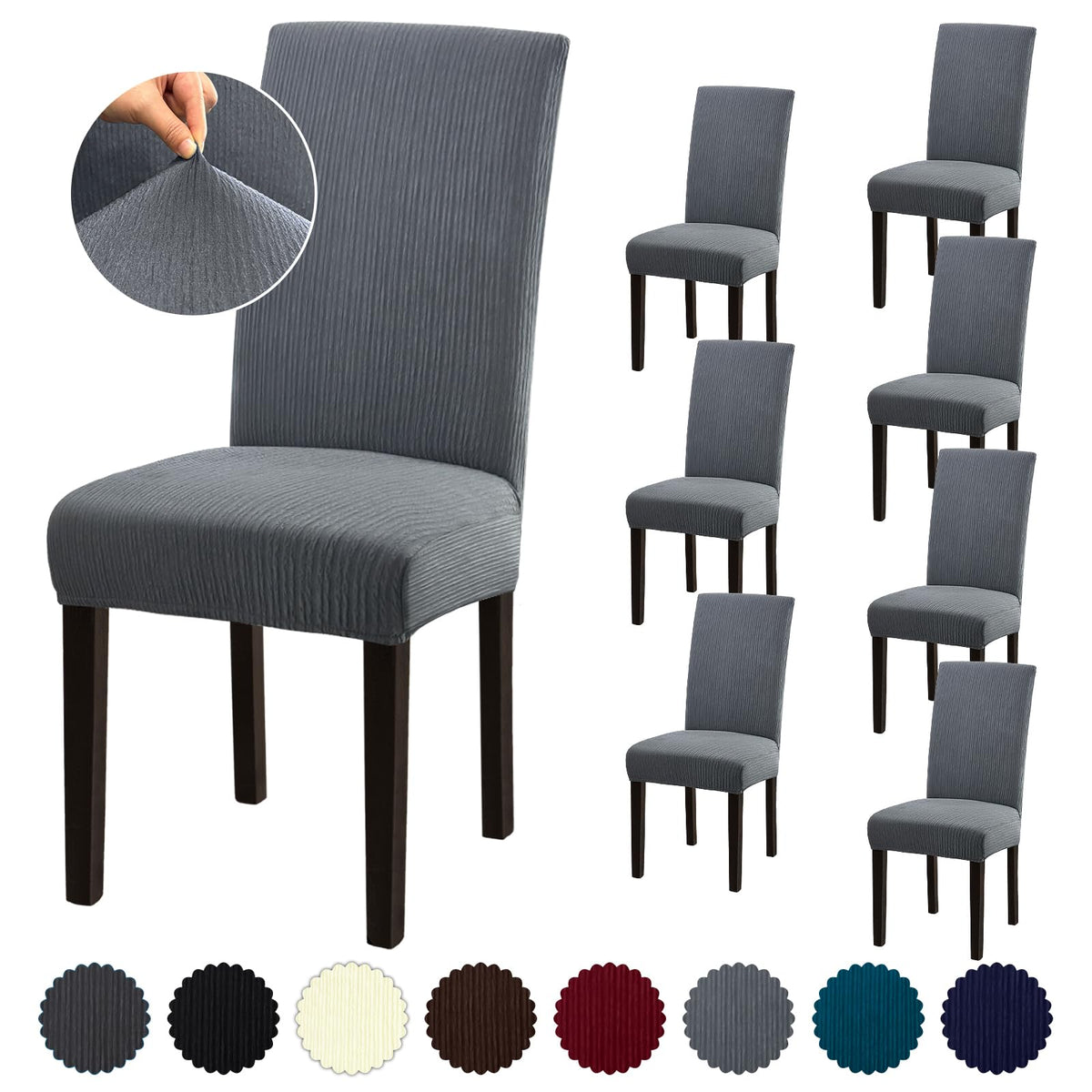 Stretch Dining Room Chair Covers Set of 6, Removable Washable Chair Covers for Dining Chairs,Dining Room, Hotel, Ceremony