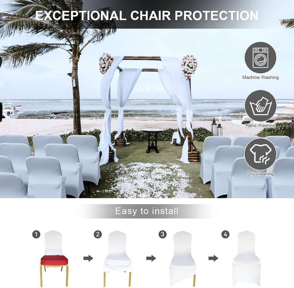 Trlyc White Spandex Chair Covers 100 Pcs for Wedding Party
