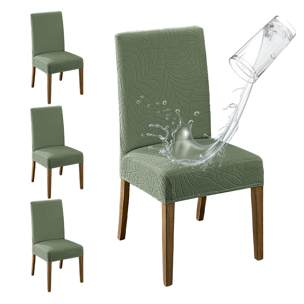 MOSAYT 100% Waterproof Dining Room Chair Covers Set of 4, Beige