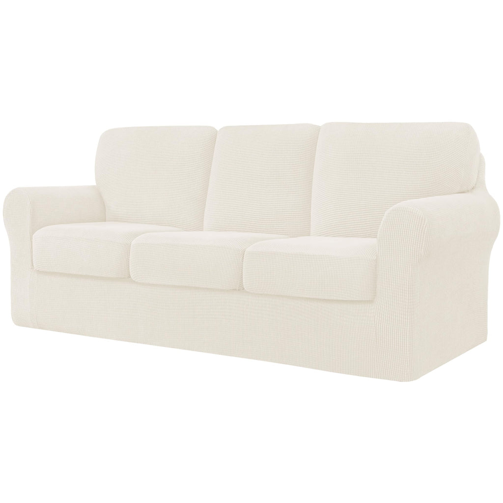 CHUN YI 5 Piece Stretch Couch Covers for Sofa, Loveseat, Khaki