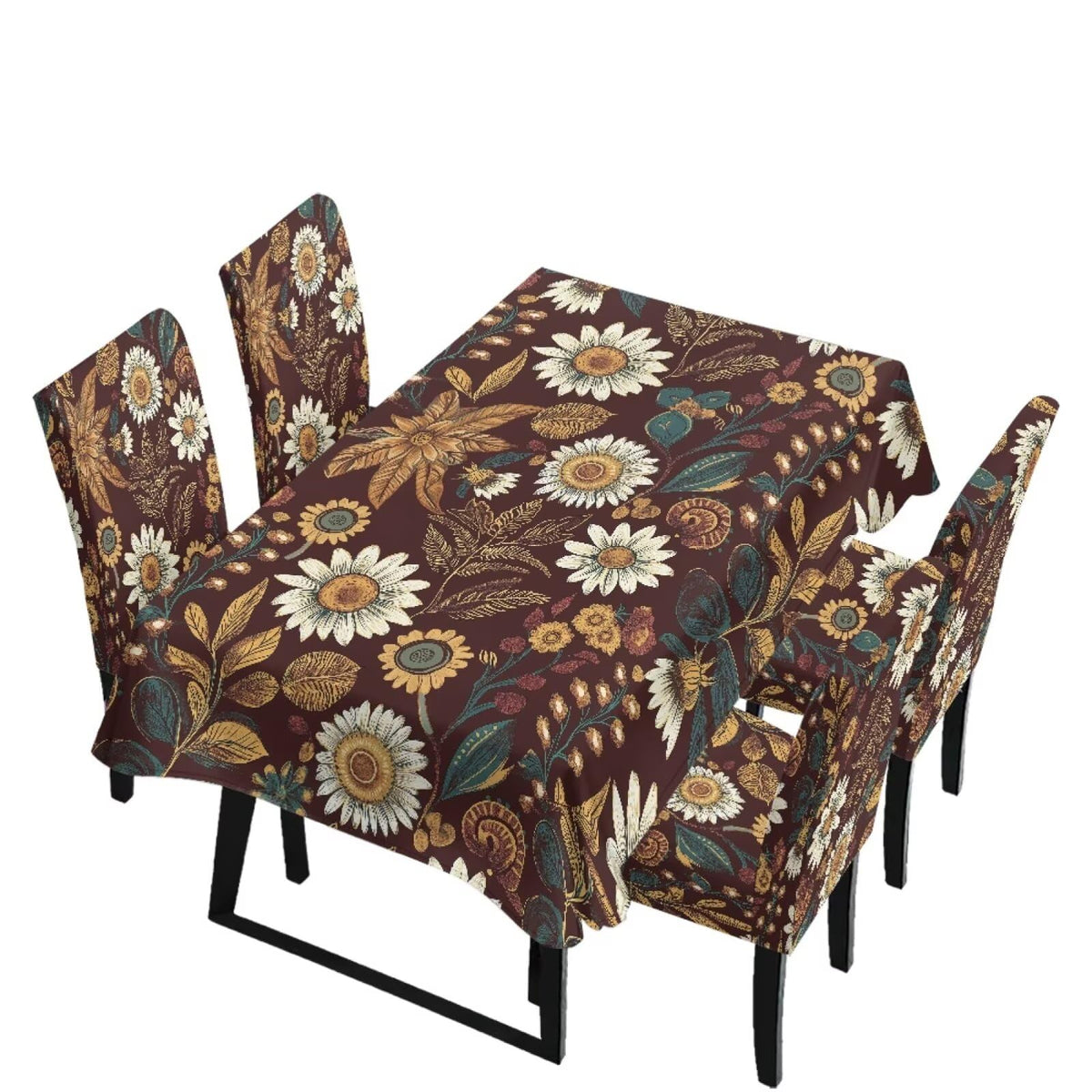 Stretch Dining Table Cloth and Chair Covers Set, 4 Seater Table Cover Anti-Wrinkle Parsons Chair Slipcovers Machine Washable Seat Protector for St. Patrick's Day Decor, Green Shamrock
