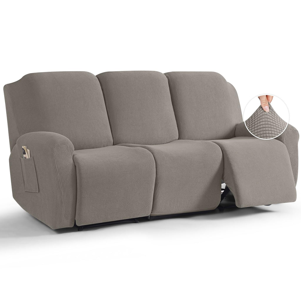 TAOCOCO Stretch Loveseat Recliner Covers 6 Piece, Charcoal Grey