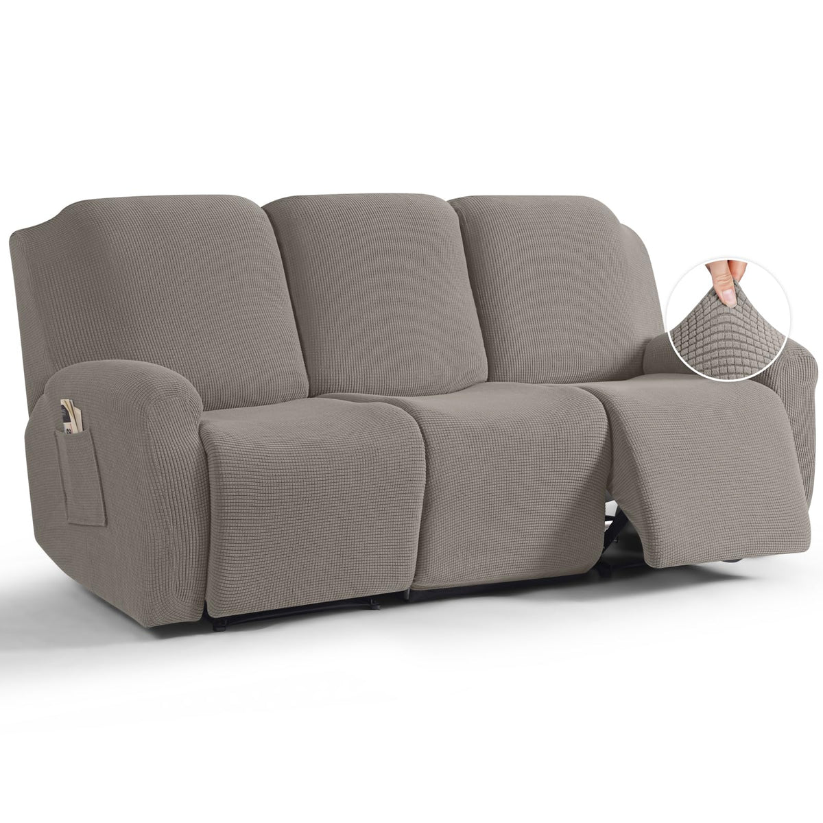TAOCOCO Stretch Loveseat Recliner Covers 6 Piece, Charcoal Grey