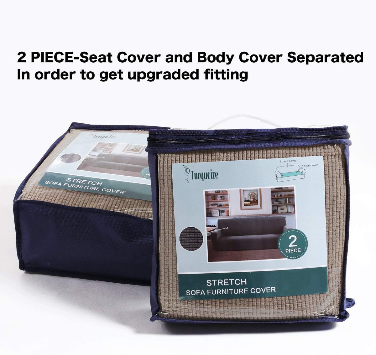 Turquoize Couch Slipcover with Separate Cushion Cover Bundle Loveseat Slipcover & Sofa Covers/Furniture Protector Khaki