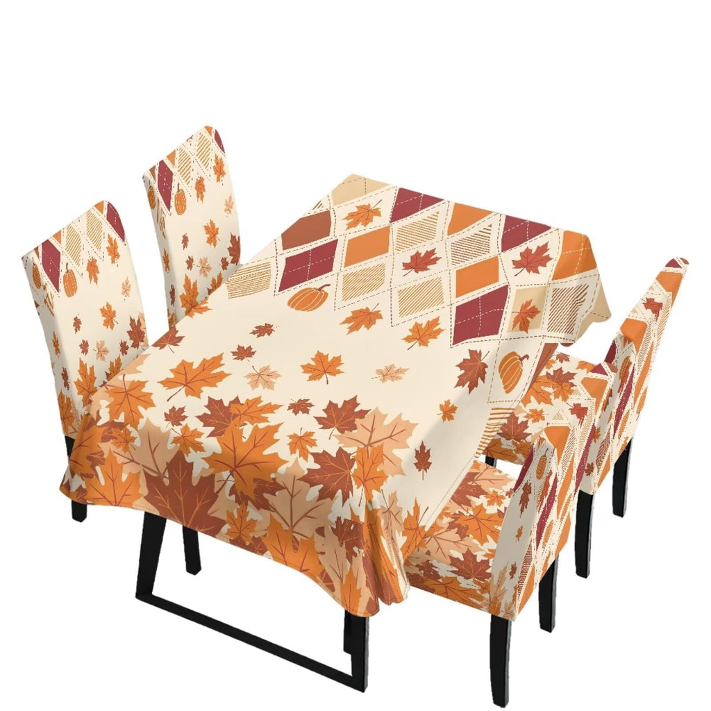 Thanksgiving Rectangle Table Cloth with Dining Chair Cover